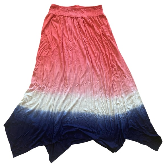 Time and Tru Coral Ombre Asymmetrical Boho Skirt - Picture 1 of 6